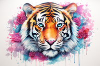 Thumbnail for Pretty Tiger In Watercolor  Paint by Numbers Kit