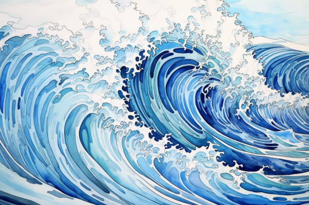Close Up Blue Ocean Waves