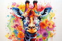 Thumbnail for Watercolor Giraffe And Flowers