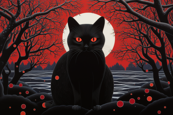 Full Moon And Black Kitty  Paint by Numbers Kit