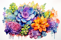 Thumbnail for Watercolor Succulent Bouquet   Paint by Numbers Kit