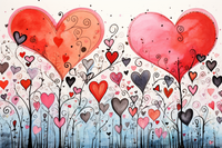 Thumbnail for Field Of Watercolor Hearts  Paint by Numbers Kit