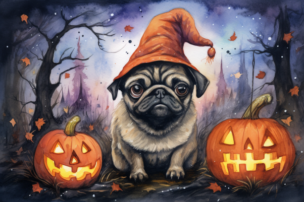 Cute Halloween Pug
