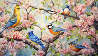 Thumbnail for Five Birds On Branches  Paint by Numbers Kit