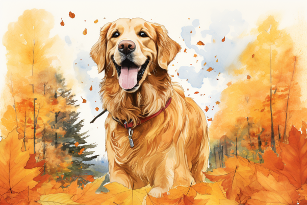 Golden Retriever In The Fall