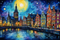 Thumbnail for Watercolor Starry Night In Amsterdam