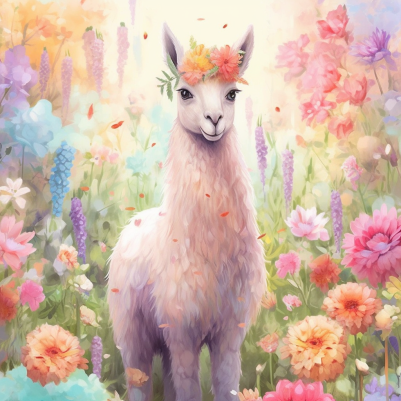 Llama In Magical Garden