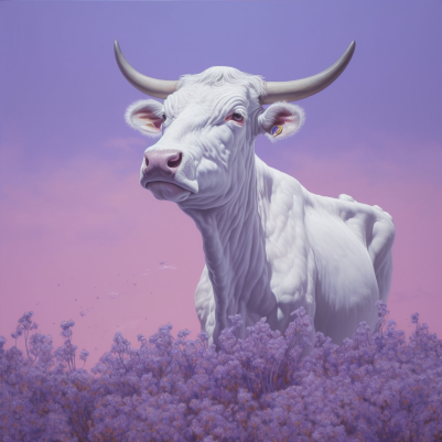 Lavender Daydreams Of A White Cow