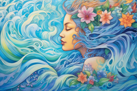 Thumbnail for Graceful Ocean Girl And Her Flowers  Paint by Numbers Kit