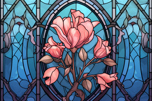 Pink Flowers Stained Glass