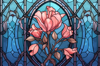 Thumbnail for Pink Flowers Stained Glass