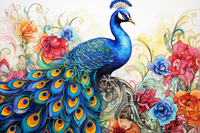 Thumbnail for Watercolor Peacock And Roses