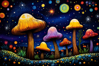 Thumbnail for Fun Starry Night And Mushrooms  Paint by Numbers Kit