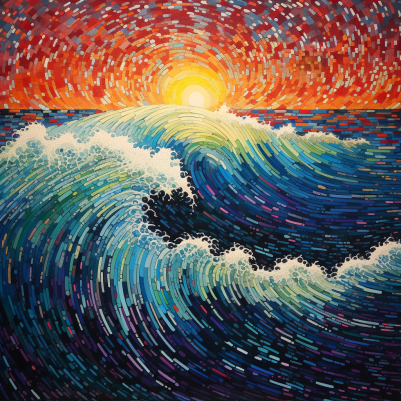 Beautiful Sun And Crashing Wave Art