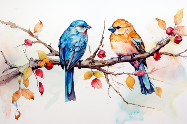 Two Sweet Birds On A Branch