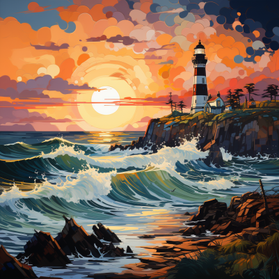 Mesmerizing Beautiful Sunset And Lighthouse