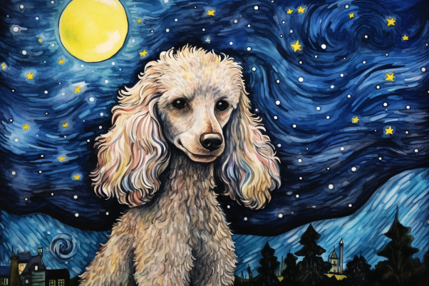 Watercolor Starry Night Poodle  Paint by Numbers Kit