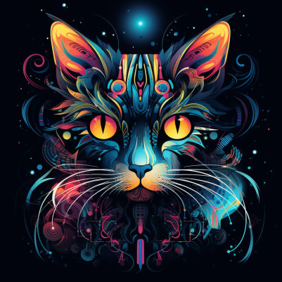 Abstract Neon Kitty Cat