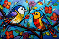 Thumbnail for Two Sweet Colorful Birds On A Branch  Paint by Numbers Kit