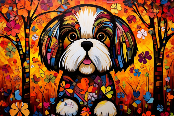Abstract Shih Tzu In Thr Fall