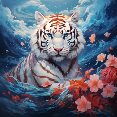 Tiger And Flowers  Paint by Numbers Kit