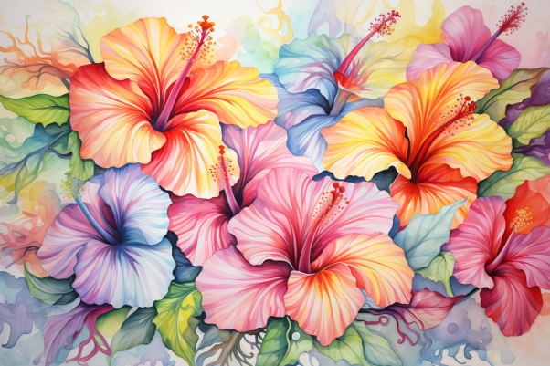 Soft Colored Hibiscus   Paint by Numbers Kit