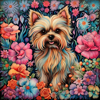 Thumbnail for Playful Yorkie Amongst Flowers