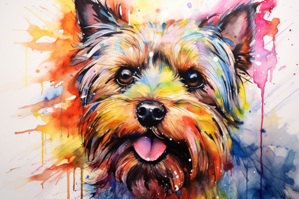 Yorkie Colorful Watercolor   Paint by Numbers Kit