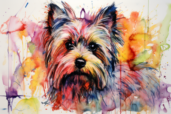 Watercolor Colorful Yorkie  Paint by Numbers Kit