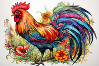 Thumbnail for Watercolor Rooster And Flowers