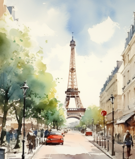 Street View Of Eiffel Tower  Paint by Numbers Kit