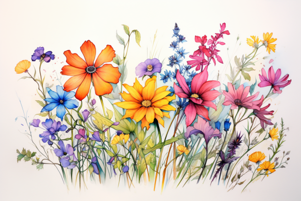 Gentel Watercolor Wildflowers