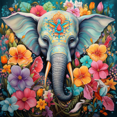 Mesmerizing Vibrat Flowers And Elephant