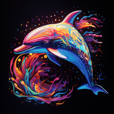 Abstract Neon Dolphin