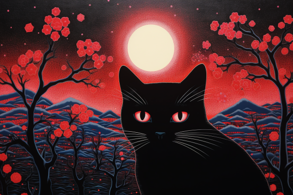 Black Cat Full Moon  Paint by Numbers Kit