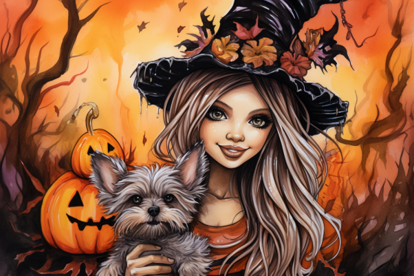 Nice Halloween Witch And Pup