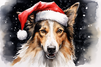 Thumbnail for Christmas Collie In Santa Hat