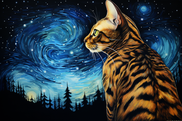 Pretty Kitty Starry Night Bengal Cat Paint by Numbers Kit