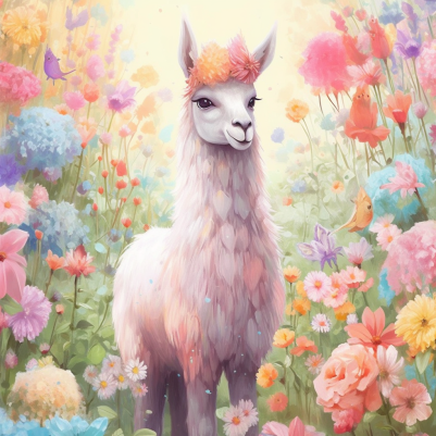 Llama In Flowers