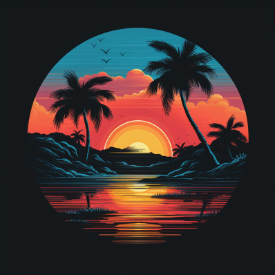 Retro Tropical Sunset  Paint by Numbers Kit