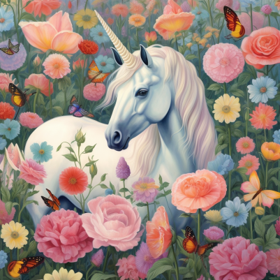 Sweet Unicorn In Magical Garden