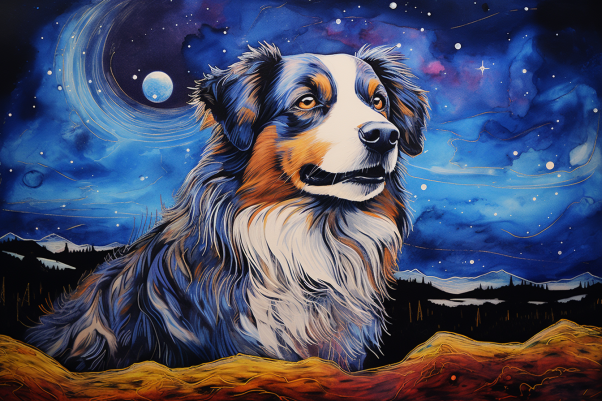 Starry Night Australian Shepherd   Paint by Numbers Kit