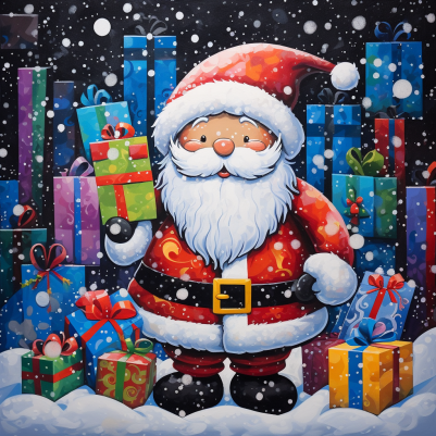 Santa Claus Gifts And Snow