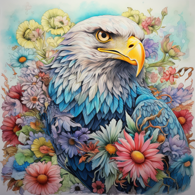 Featuring Bald Eagle And Flowers