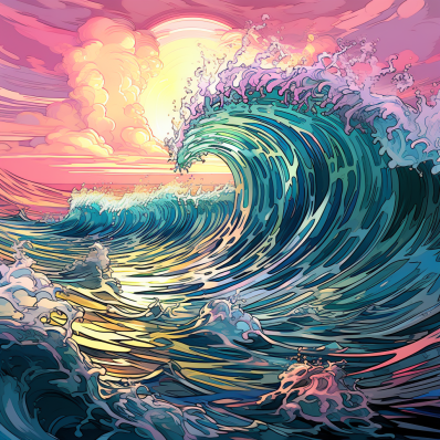 Crystal Clear Wave And Purple Sky  Paint by Numbers Kit