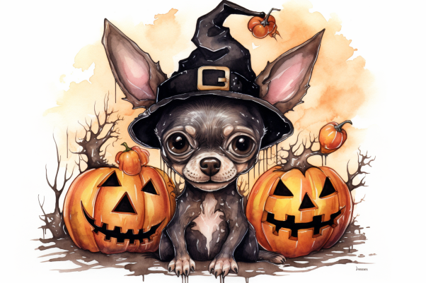 Halloween Pumpkins With Chihuahua