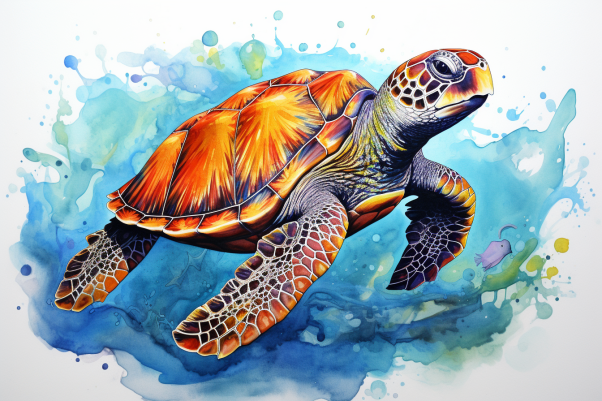 Simple Watercolor Sea Turtle  Paint by Numbers Kit