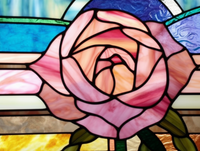 Thumbnail for Pink Rose On Stained Glass With Blue And Yellow