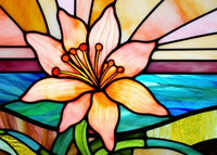 Thumbnail for Pink Lily In Bloom On Stained Glass