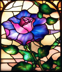Thumbnail for Stained Glass Blueish Purple Rose